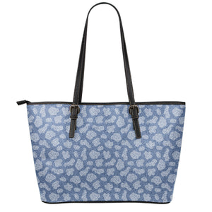 Cow Denim Jeans Pattern Print Leather Tote Bag