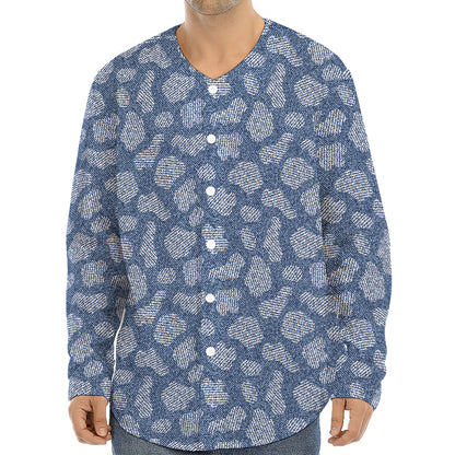 Cow Denim Jeans Pattern Print Long Sleeve Baseball Jersey