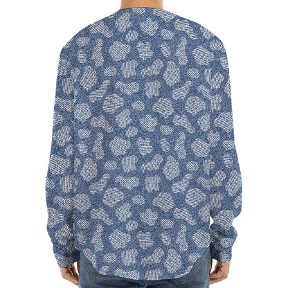 Cow Denim Jeans Pattern Print Long Sleeve Baseball Jersey