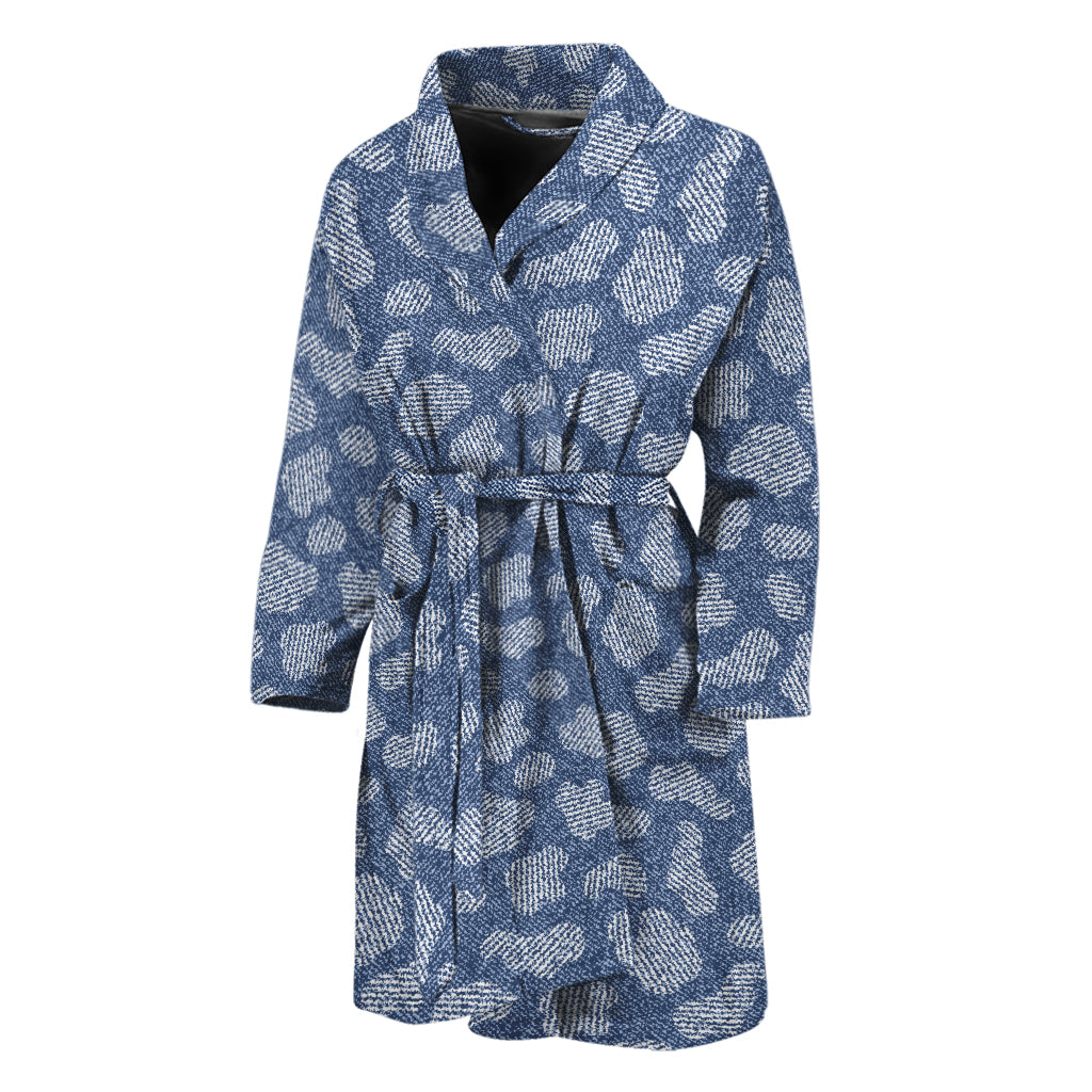 Cow Denim Jeans Pattern Print Men's Bathrobe