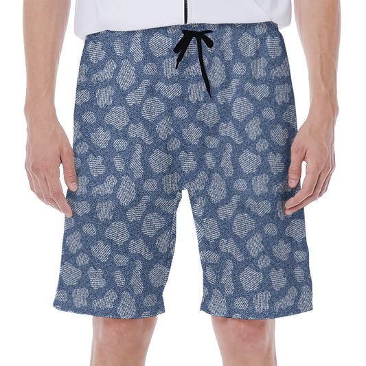 Cow Denim Jeans Pattern Print Men's Beach Shorts