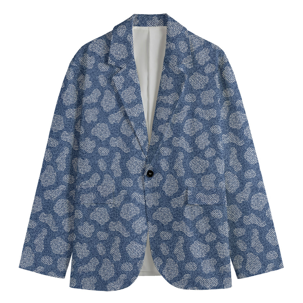 Cow Denim Jeans Pattern Print Men's Blazer