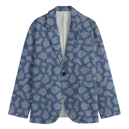 Cow Denim Jeans Pattern Print Men's Blazer