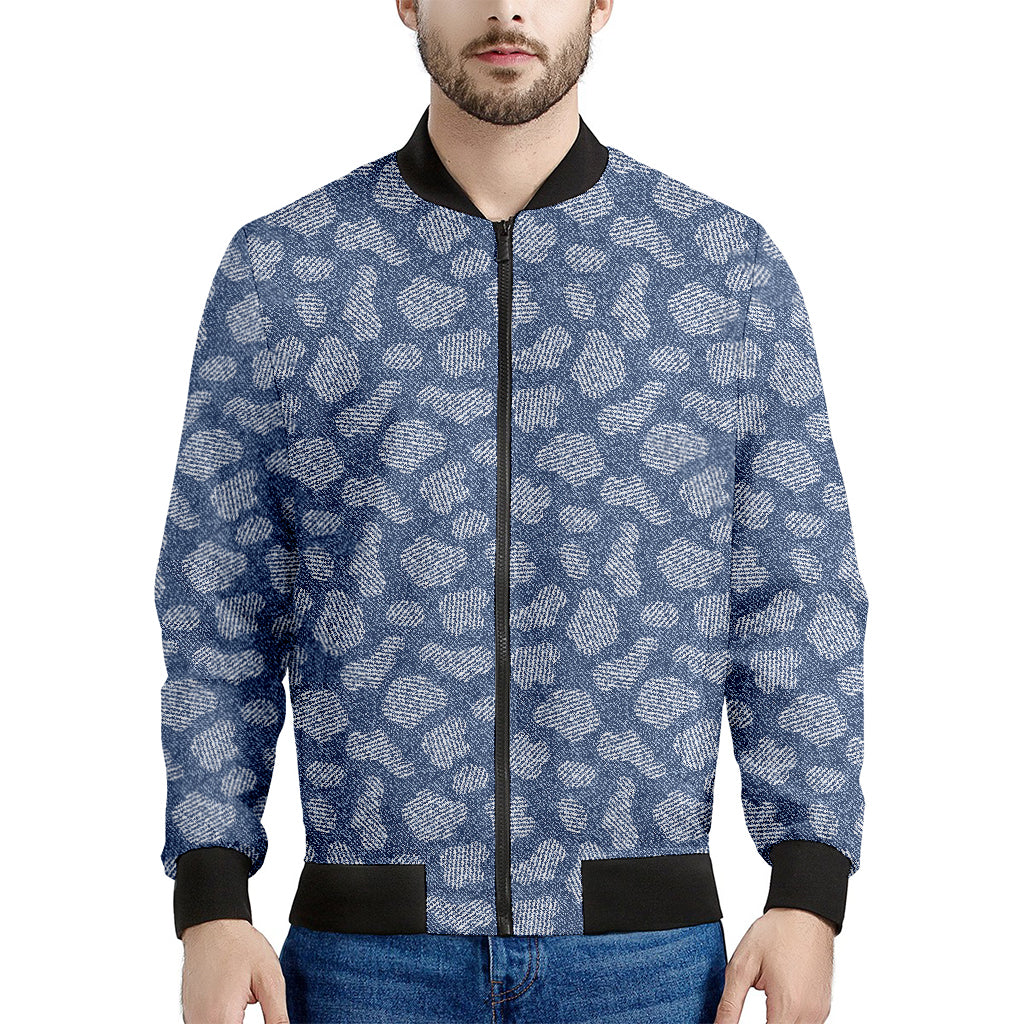 Cow Denim Jeans Pattern Print Men's Bomber Jacket