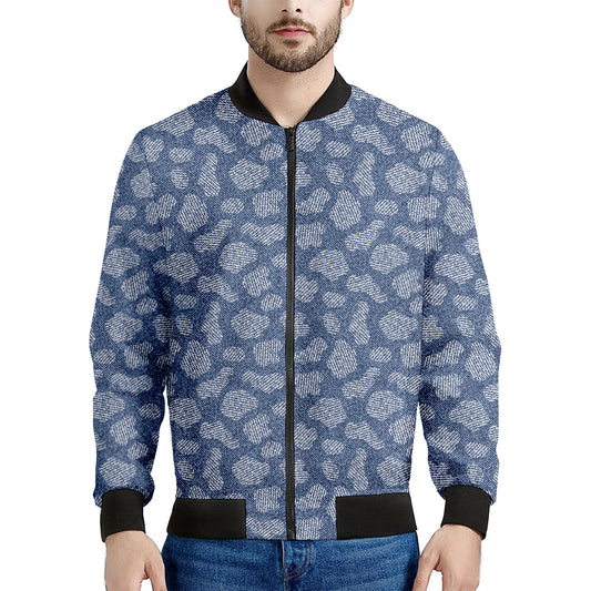 Cow Denim Jeans Pattern Print Men's Bomber Jacket