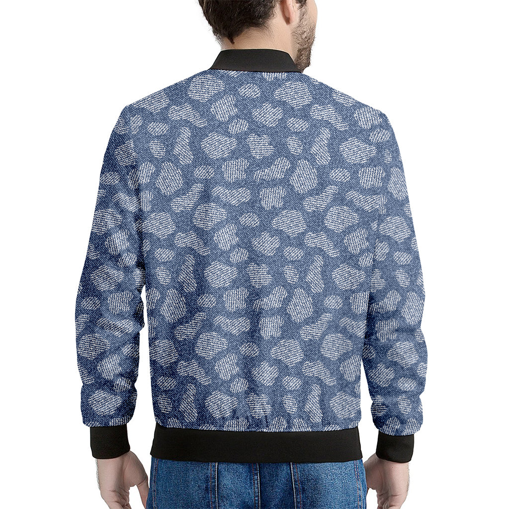 Cow Denim Jeans Pattern Print Men's Bomber Jacket
