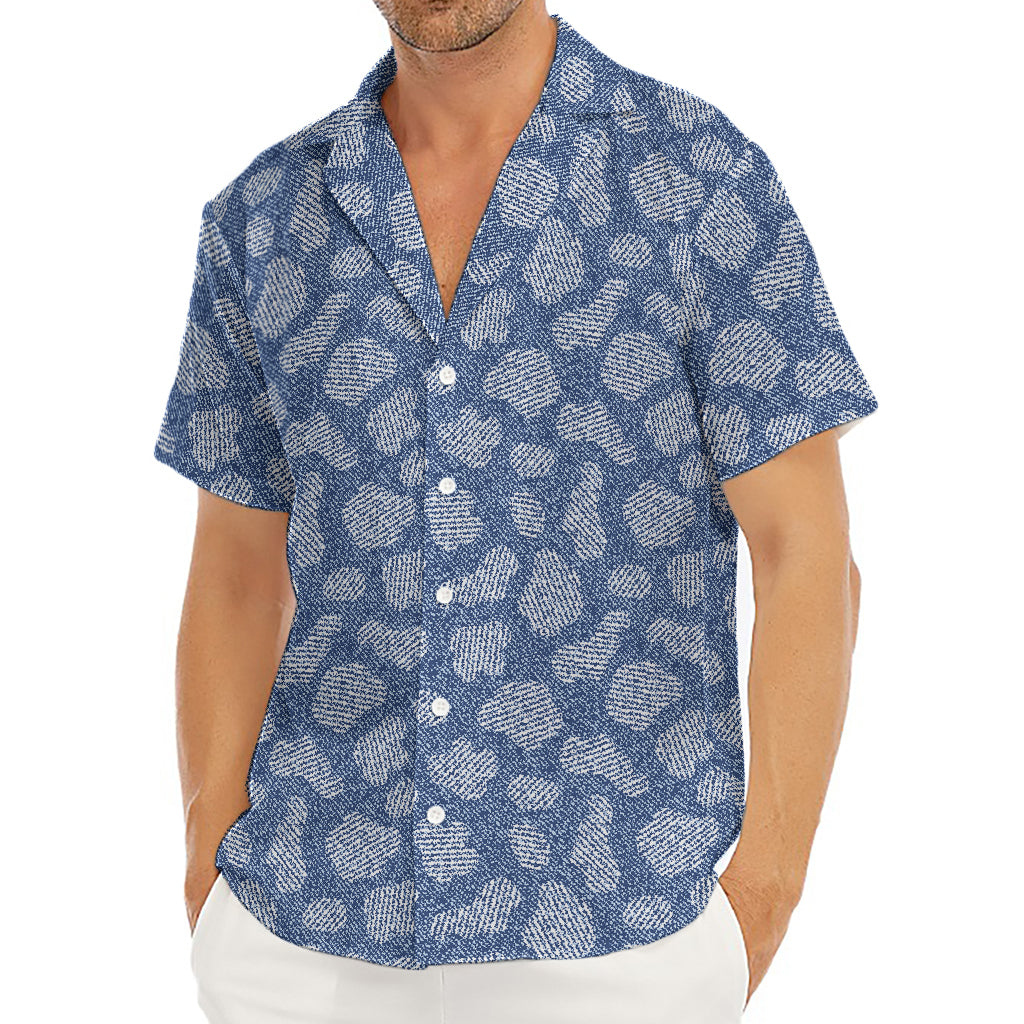 Cow Denim Jeans Pattern Print Men's Deep V-Neck Shirt