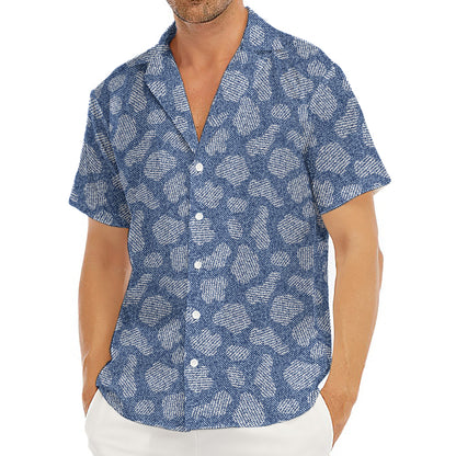 Cow Denim Jeans Pattern Print Men's Deep V-Neck Shirt