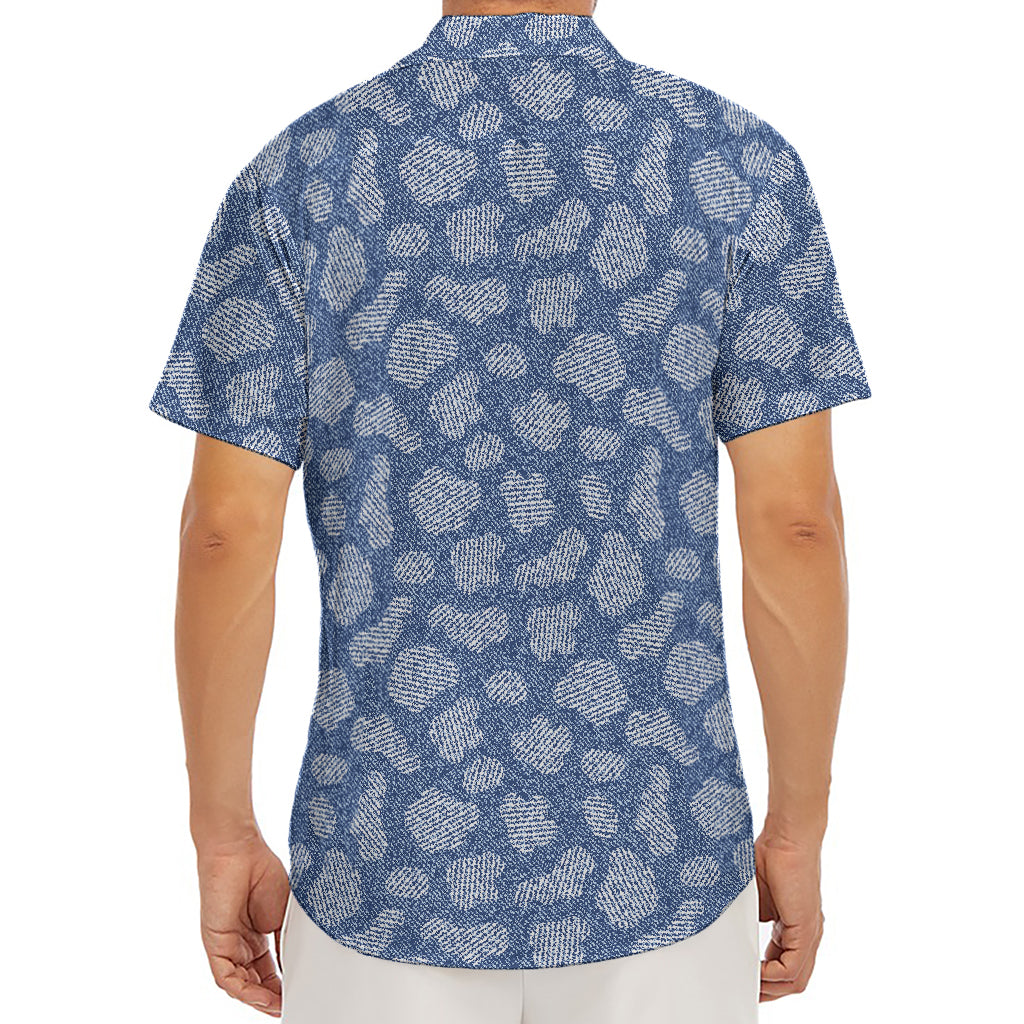 Cow Denim Jeans Pattern Print Men's Deep V-Neck Shirt