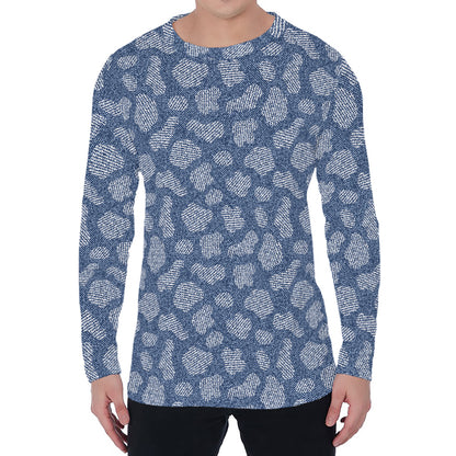 Cow Denim Jeans Pattern Print Men's Long Sleeve T-Shirt