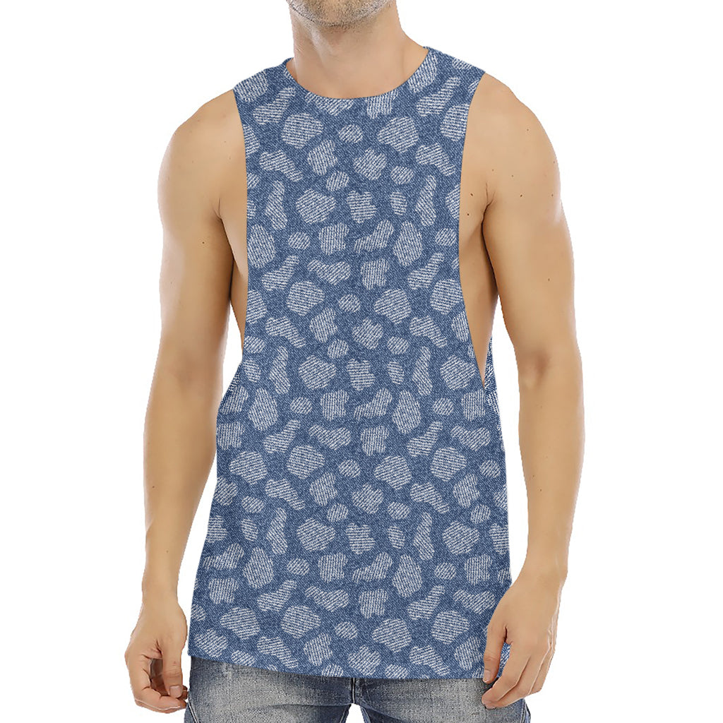 Cow Denim Jeans Pattern Print Men's Muscle Tank Top