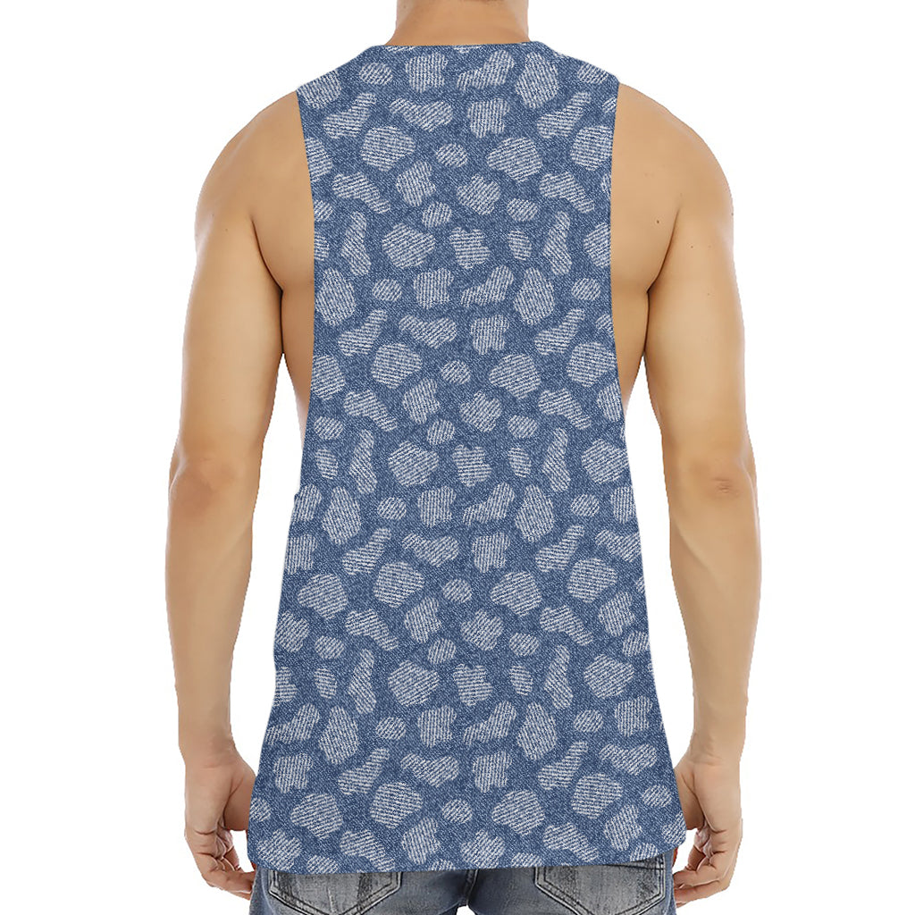 Cow Denim Jeans Pattern Print Men's Muscle Tank Top