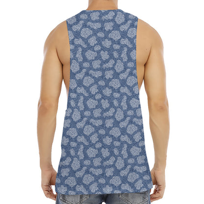 Cow Denim Jeans Pattern Print Men's Muscle Tank Top
