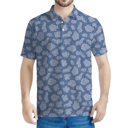 Cow Denim Jeans Pattern Print Men's Polo Shirt