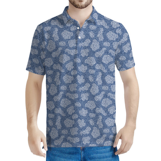 Cow Denim Jeans Pattern Print Men's Polo Shirt
