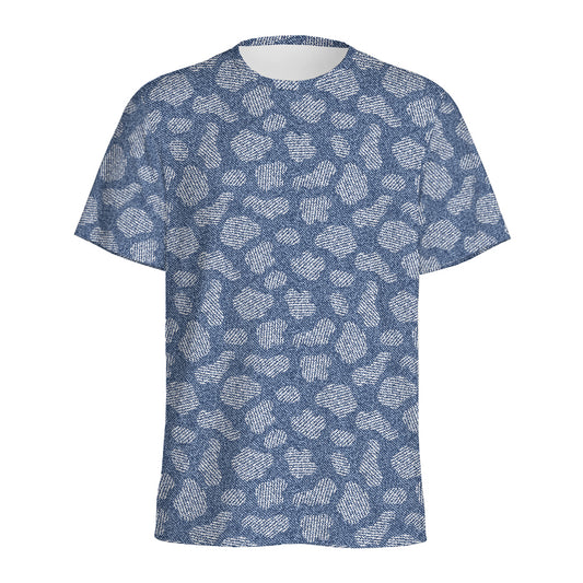 Cow Denim Jeans Pattern Print Men's Sports T-Shirt