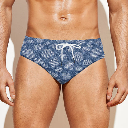 Cow Denim Jeans Pattern Print Men's Swim Briefs