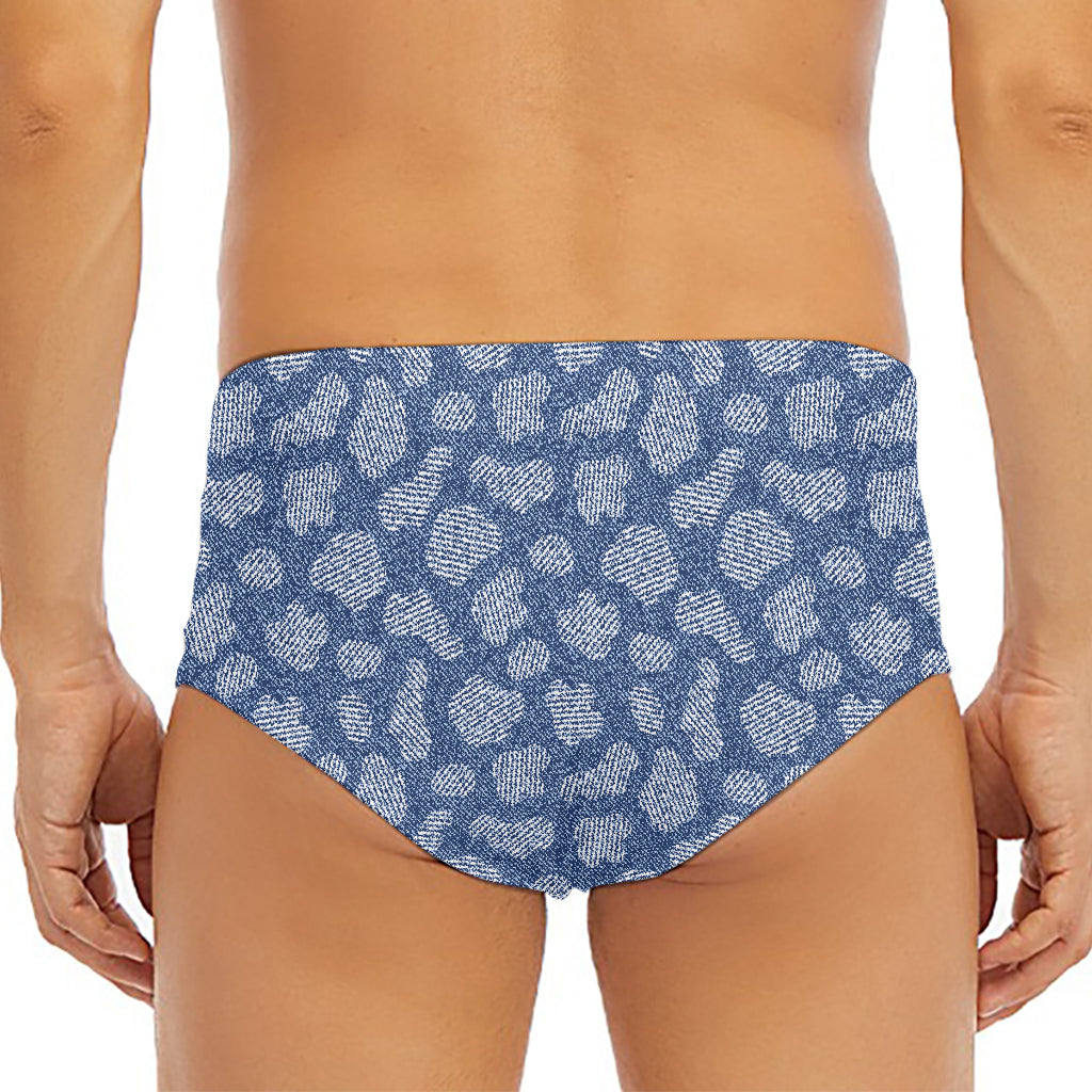Cow Denim Jeans Pattern Print Men's Triangle Swim Briefs