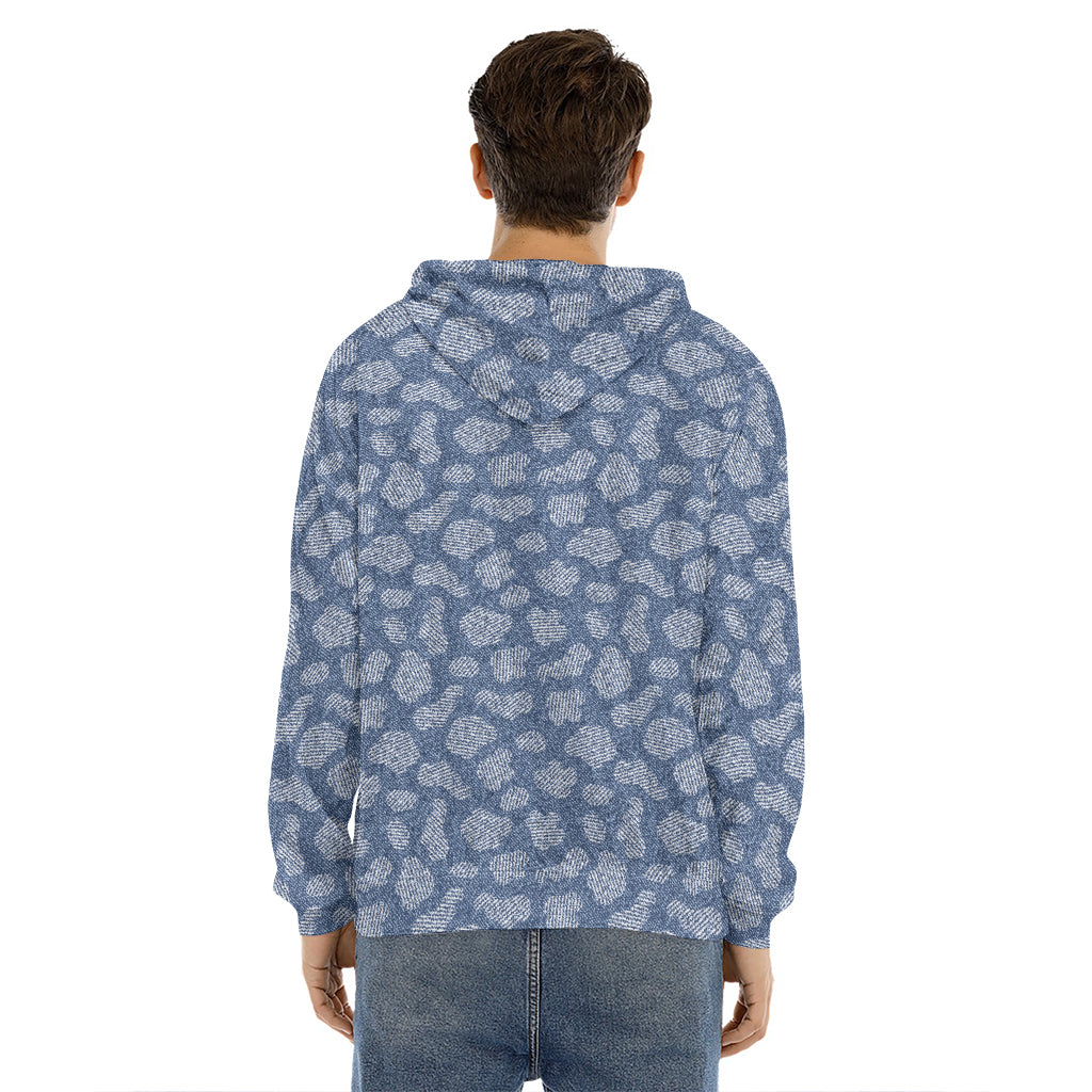 Cow Denim Jeans Pattern Print Men's Velvet Pullover Hoodie