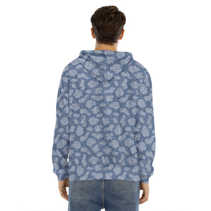 Cow Denim Jeans Pattern Print Men's Velvet Pullover Hoodie