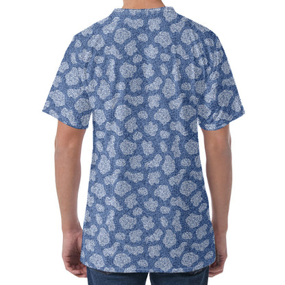 Cow Denim Jeans Pattern Print Men's Velvet T-Shirt