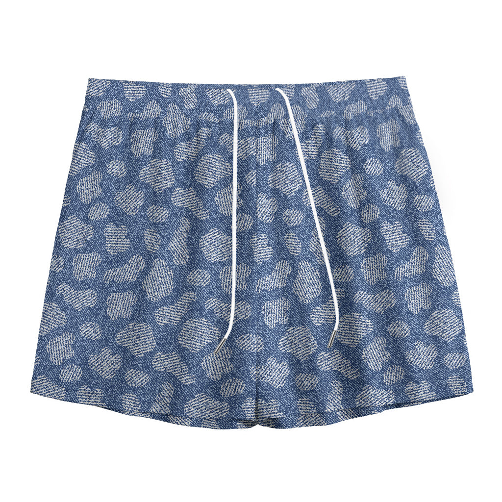 Cow Denim Jeans Pattern Print Mesh Shorts
