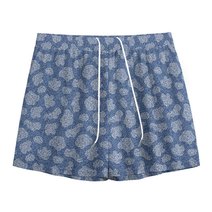 Cow Denim Jeans Pattern Print Mesh Shorts