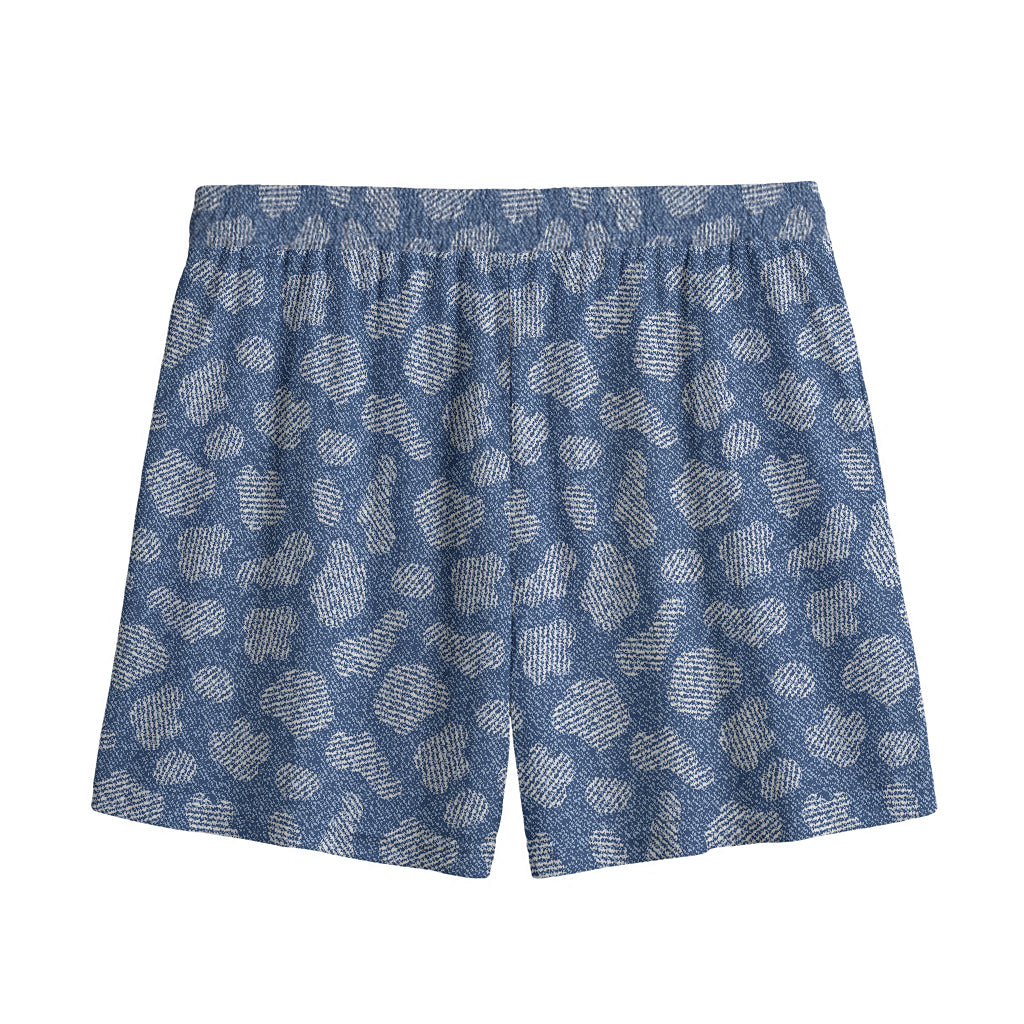 Cow Denim Jeans Pattern Print Mesh Shorts