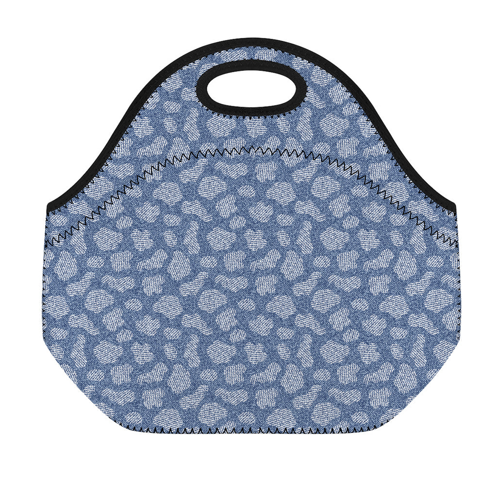 Cow Denim Jeans Pattern Print Neoprene Lunch Bag
