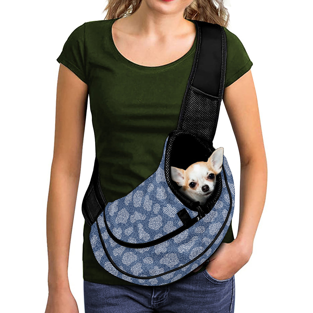 Cow Denim Jeans Pattern Print Pet Sling Carrier