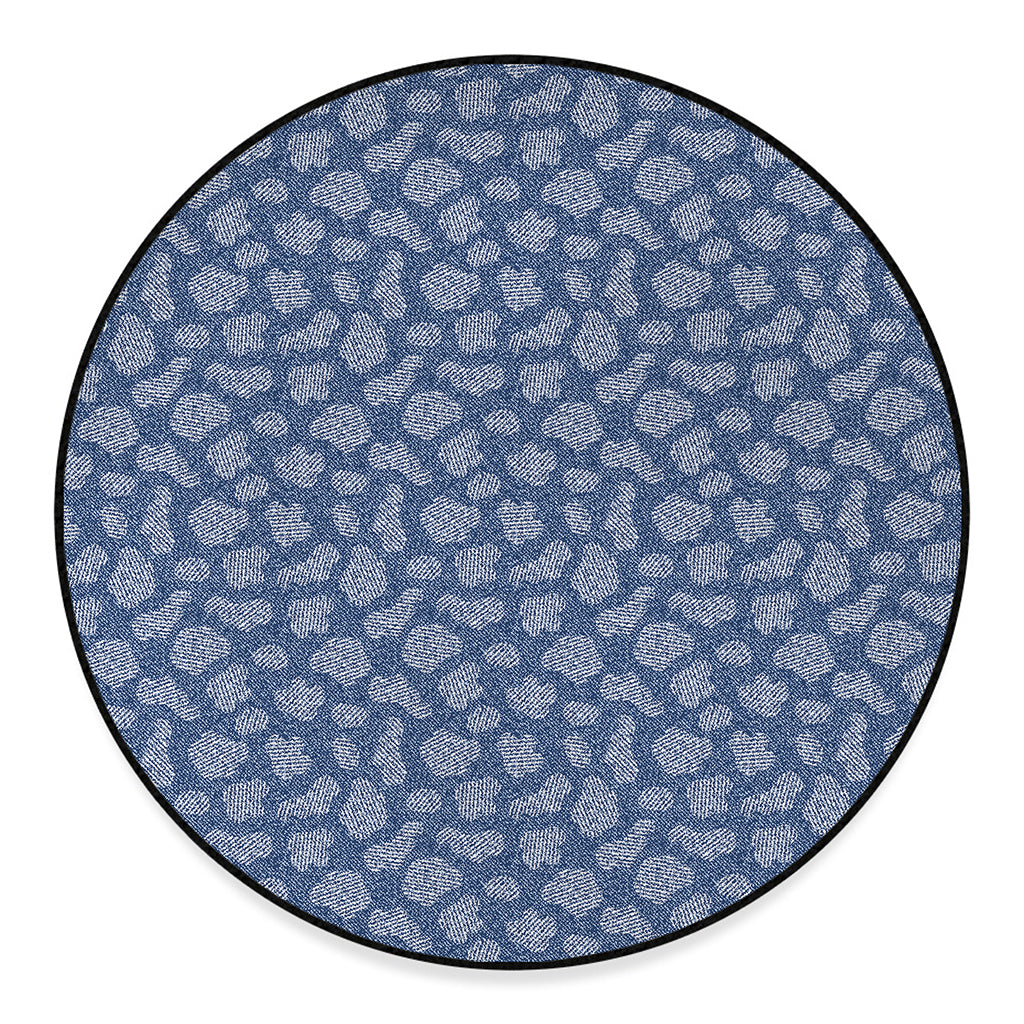 Cow Denim Jeans Pattern Print Round Floor Mat