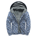 Cow Denim Jeans Pattern Print Sherpa Lined Zip Up Hoodie