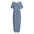 Cow Denim Jeans Pattern Print Short Sleeve Long Nightdress