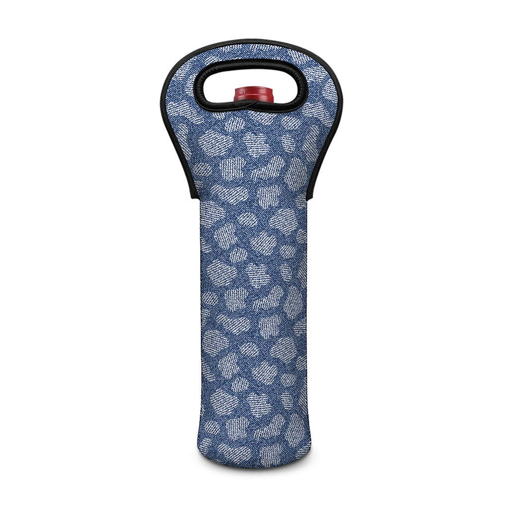 Cow Denim Jeans Pattern Print Single Neoprene Wine Tote