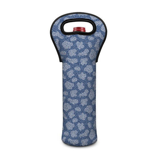 Cow Denim Jeans Pattern Print Single Neoprene Wine Tote