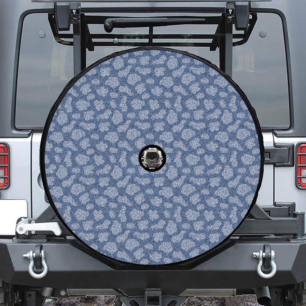 Cow Denim Jeans Pattern Print Tire Cover With Camera Hole