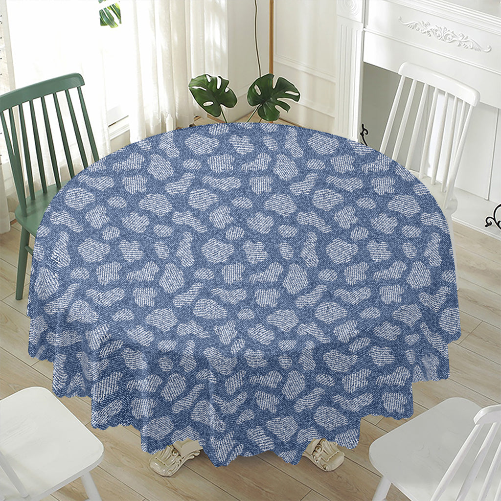 Cow Denim Jeans Pattern Print Waterproof Round Tablecloth