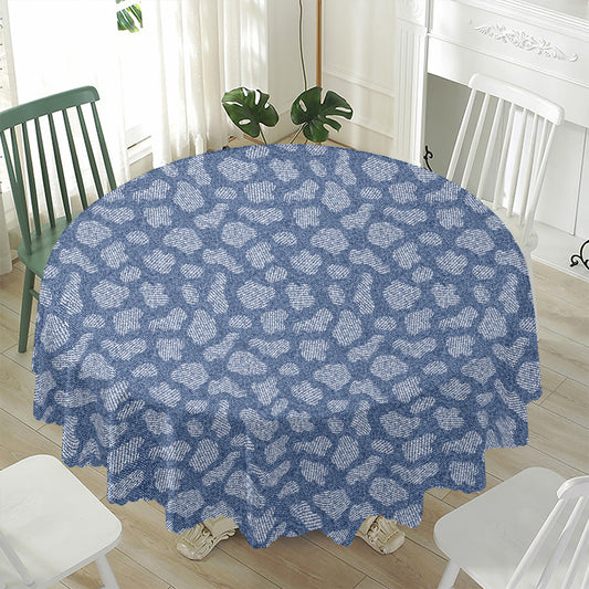 Cow Denim Jeans Pattern Print Waterproof Round Tablecloth