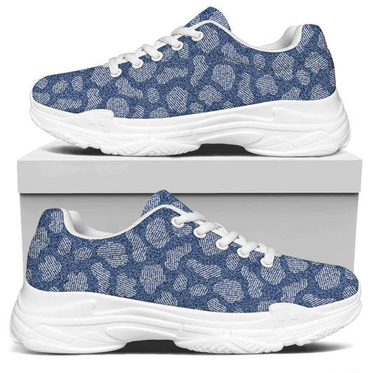Cow Denim Jeans Pattern Print White Chunky Shoes