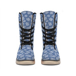 Cow Denim Jeans Pattern Print Winter Boots