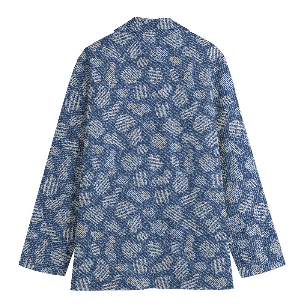 Cow Denim Jeans Pattern Print Women's Cotton Blazer