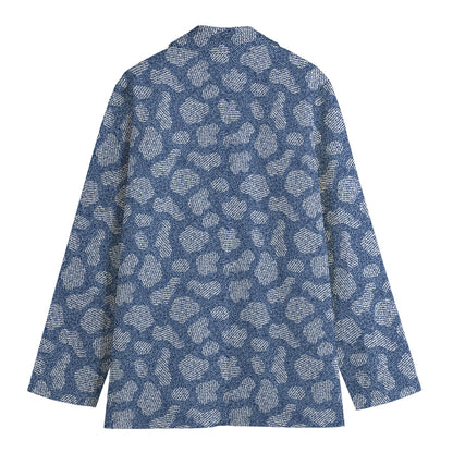 Cow Denim Jeans Pattern Print Women's Cotton Blazer