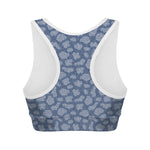 Cow Denim Jeans Pattern Print Women's Sports Bra