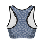 Cow Denim Jeans Pattern Print Women's Sports Bra