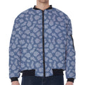 Cow Denim Jeans Pattern Print Zip Sleeve Bomber Jacket