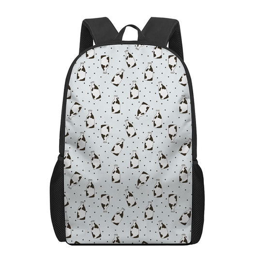 Cow Milk Bottle Pattern Print 17 Inch Backpack
