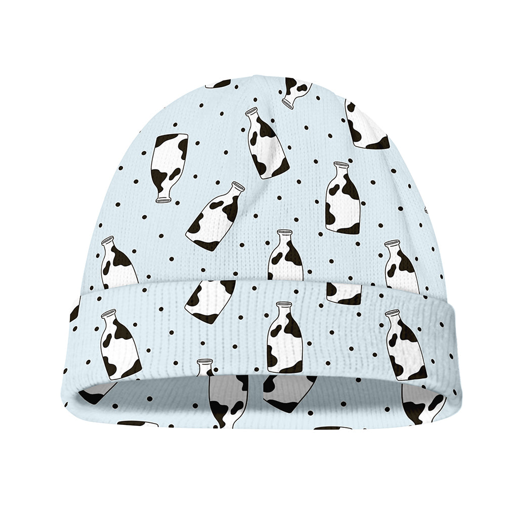 Cow Milk Bottle Pattern Print Beanie