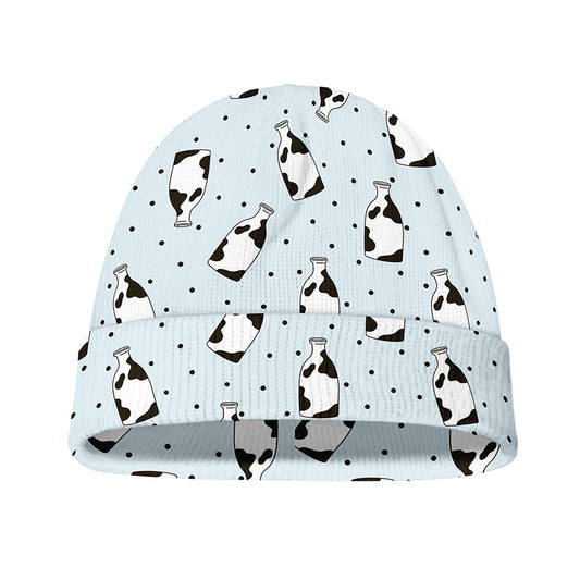 Cow Milk Bottle Pattern Print Beanie