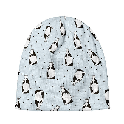 Cow Milk Bottle Pattern Print Beanie