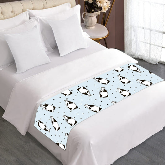Cow Milk Bottle Pattern Print Bed Runner
